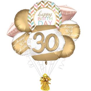 Golden Age 30th Birthday Foil Balloon Bouquet